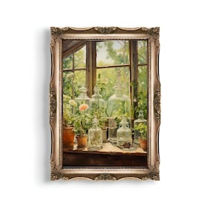 Vintage Apothecary | Baroque Botanical Renaissance Wall Decor, Cottagecore Aesthetic, Light Academia, Victorian Conservatory Oil Painting