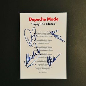 Depeche Mode Enjoy The Silence A4 Autographed Lyric Sheet
