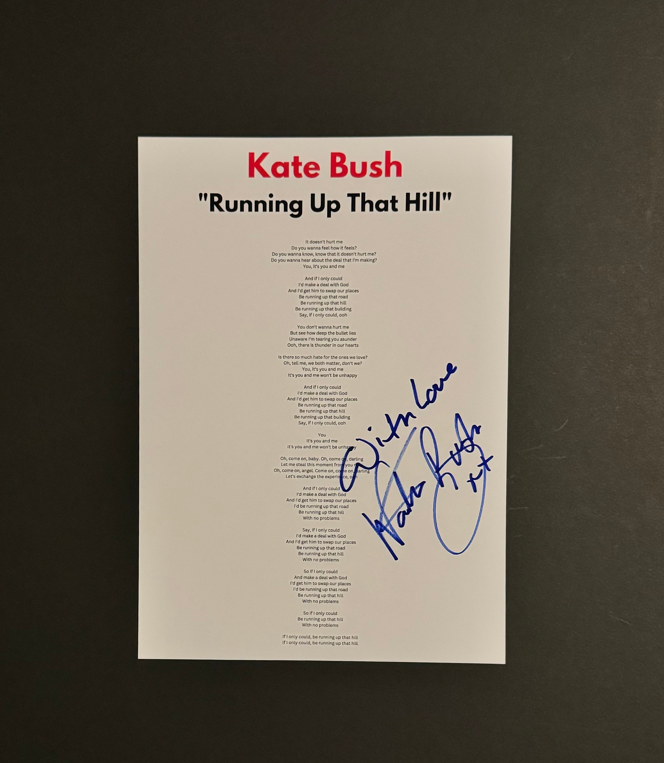 ケイト・ブッシュ FC キット サイン写真 UK ケイト・ブッシュ FC キット サイン写真 UK