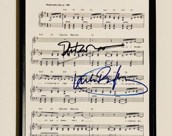 Phil Collins Mike Rutherford A4 Music Sheet Autographed Inc COA With Frame
