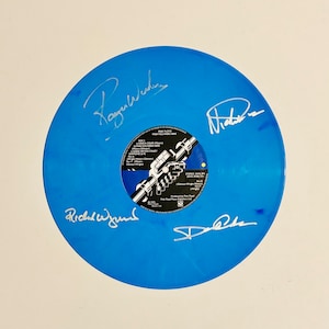 Pink Floyd Wish You Were Here Disco de vinilo azul claro autografiado de edición limitada