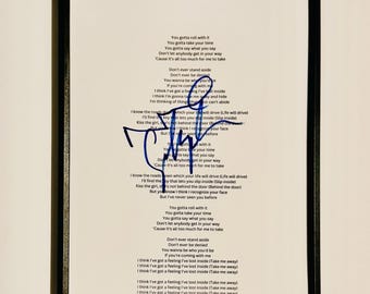 Noel Gallagher A4 Lyrics Sheet Autographed Inc COA With Frame