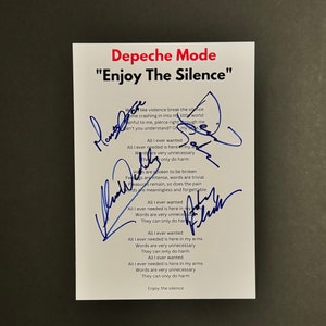 Depeche Mode Enjoy The Silence A4 Autographed Lyric Sheet
