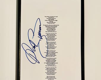 Paul Simon A4 Lyrics Sheet Autographed Inc COA With Frame