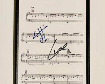 James Hetfield Lars Ulrich A4 Music Sheet Autographed Inc COA With Frame