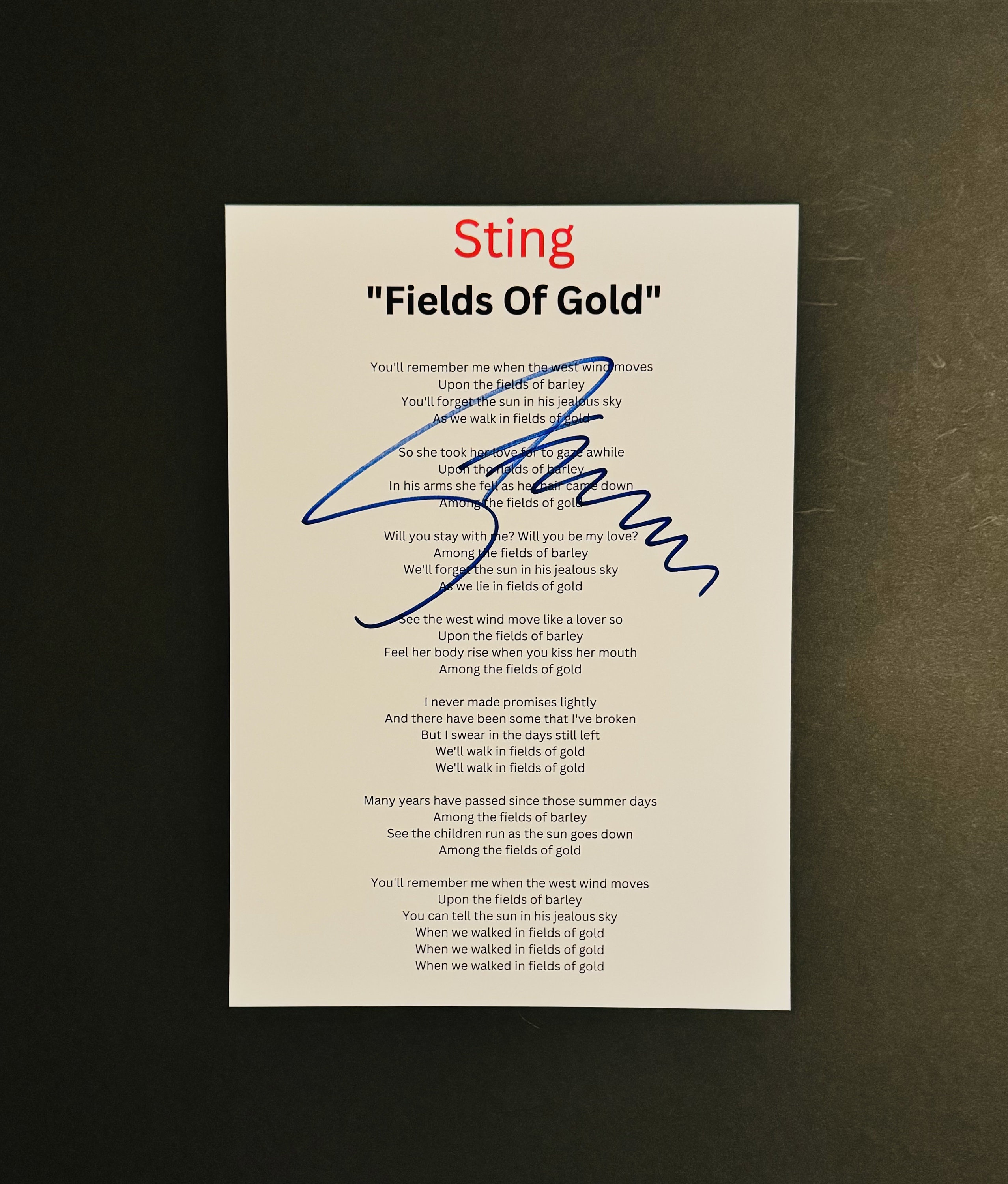 Sting autograph - Etsy 日本