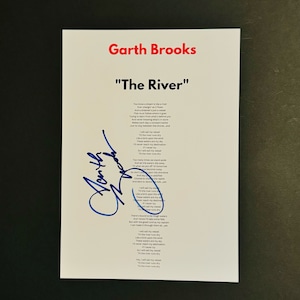 Garth Brooks The River A4 Autographed Lyric Sheet