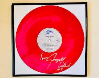 George Michael Faith Autographed Limited Edition Pink Vinyl Record With Frame
