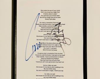 Liam Gallagher Noel Gallagher A4 Lyrics Sheet Autographed Inc COA With Frame