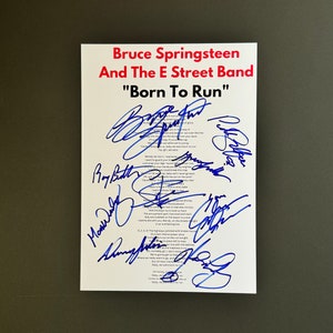 Bruce Springsteen & The E Street Band Born To Run (hoja de letras autografiada, tamaño A4)