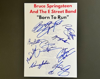 Bruce Springsteen & The E Street Band Born To Run A4 Autographed Lyric Sheet