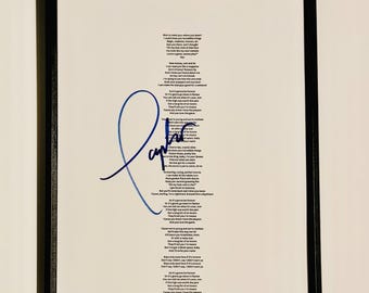 Taylor Swift A4 Lyrics Sheet Autographed Inc COA With Frame