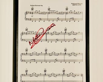 Martin Gore A4 Music Sheet Autographed Inc COA With Frame