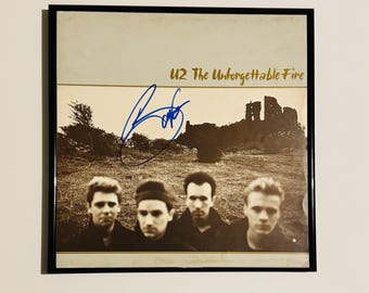 Bono Autographed LP Inner Sleeve Inc COA With Frame
