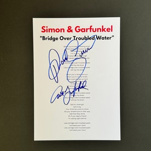 Simon & Garfunkel Bridge Over Troubled Water A4 Autographed Lyric Sheet