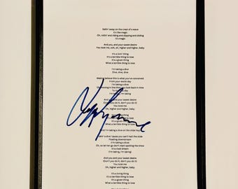 Jeff Lynne A4 Lyrics Sheet Autographed Inc COA With Frame