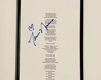 Terri Nunn A4 Lyrics Sheet Autographed Inc COA With Frame