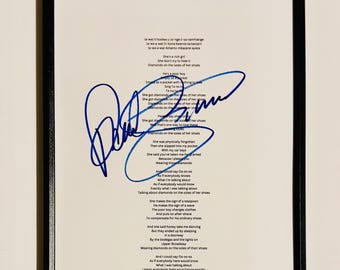 Paul Simon A4 Lyrics Sheet Autographed Inc COA With Frame