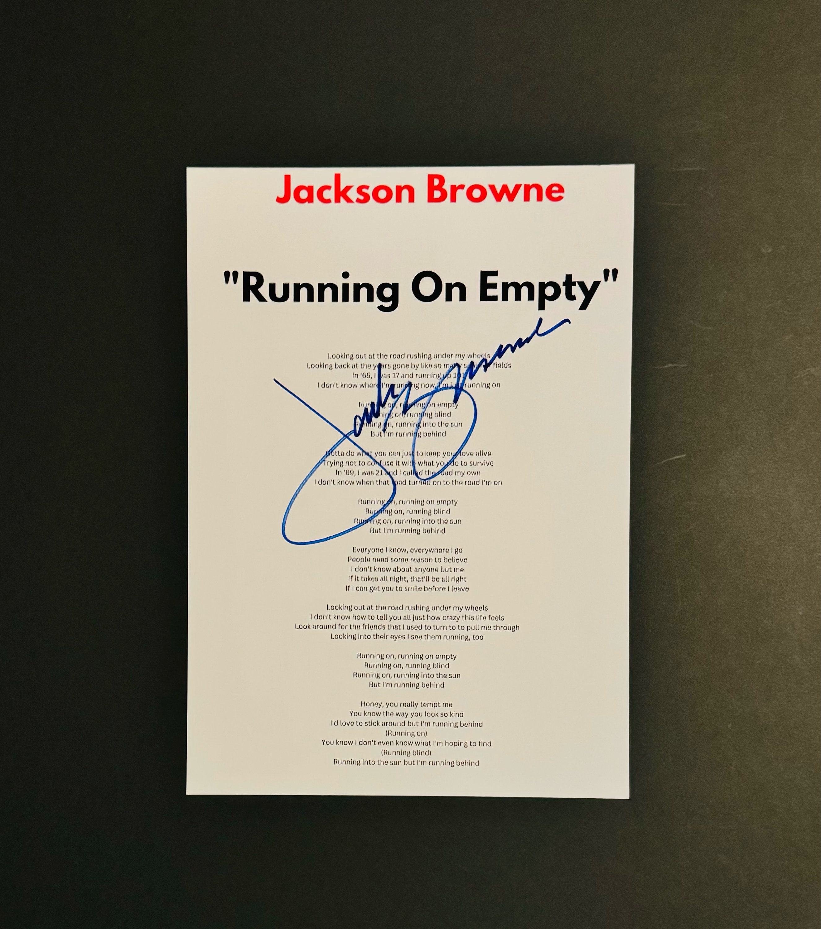 Jackson Browne サイン入りツアーパンフ Jackson Browne サイン入りツアーパンフ Jackson Browne Signed