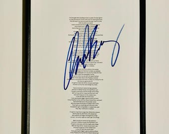 Chad Kroeger Lyrics Sheet Autographed Inc COA With Frame