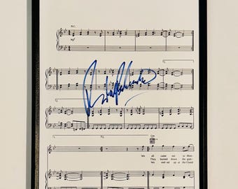 Partitura musical A4 de Ritchie Blackmore autografiada, con certificado de autenticidad y marco
