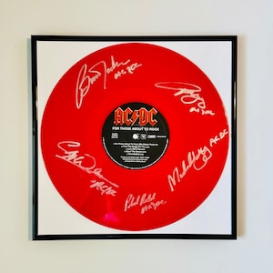 ACDC For Those About To Rock Autographed Limited Edition Red Vinyl Record With Frame