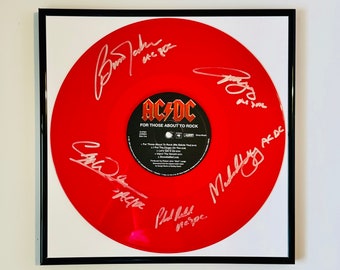 ACDC For Those About To Rock Autographed Limited Edition Red Vinyl Record With Frame