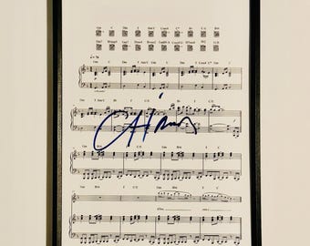 Chris Martin A4 Music Sheet Autographed Inc COA With Frame