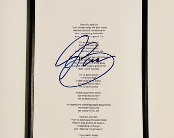 Joe Bonamassa A4 Lyrics Sheet Autographed Inc COA With Frame