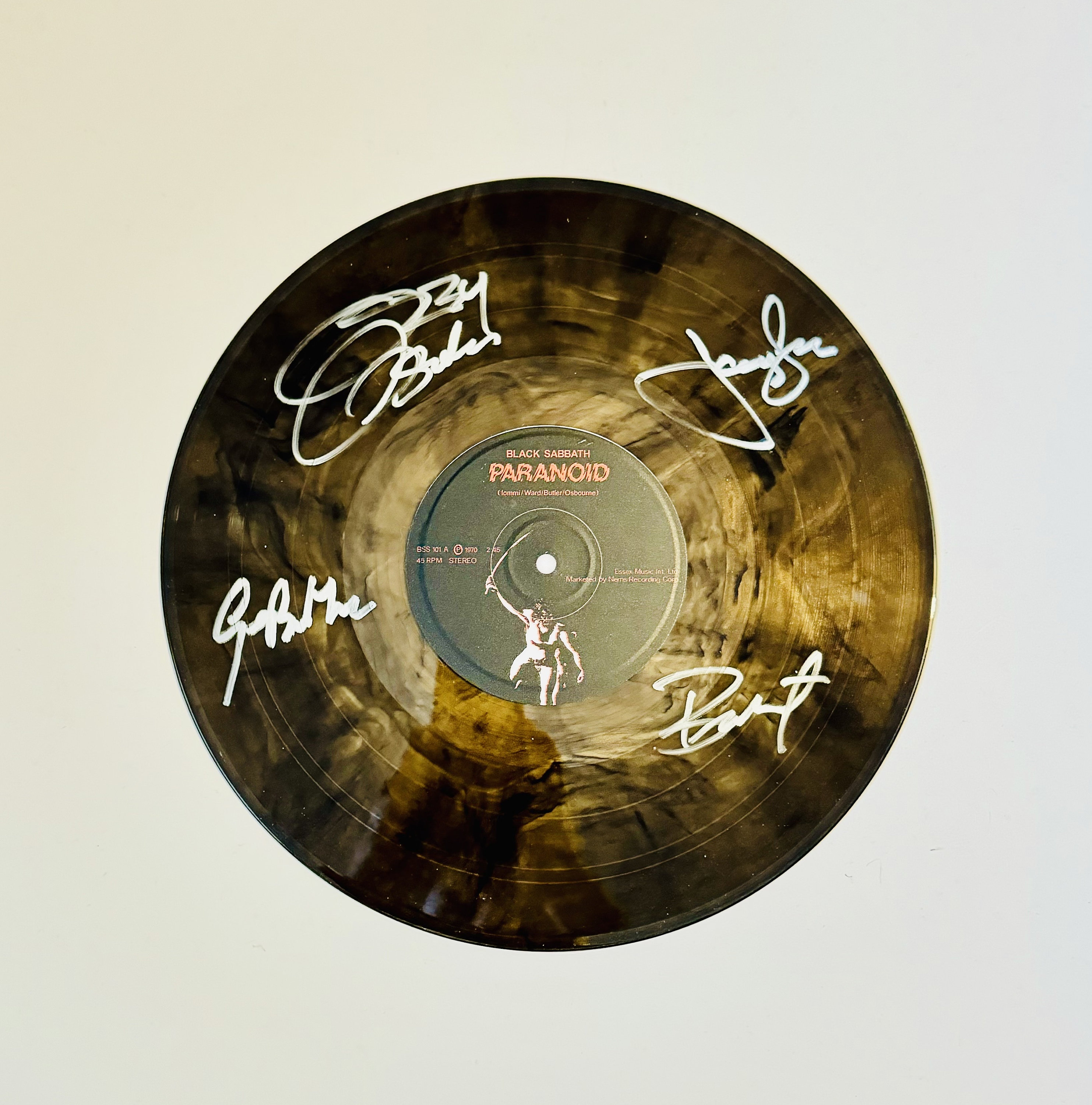 Black Sabbath Paranoid Autographed Limited Edition Dark Swirl Vinyl Record