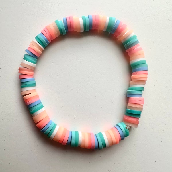 Beachy Clay Bracelet (Blue, Salmon, Pink, Orange, and White colors)