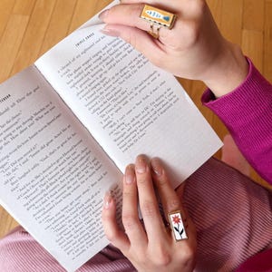 Handmade Ceramic Ring with Adjustable Gold Plated Stainless Steel Band image 2