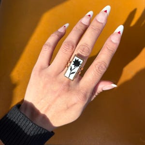 Handmade Ceramic Ring with Adjustable Gold Plated Stainless Steel Band image 19