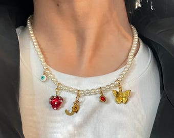 Custom Pearl Charm Necklace: Build Your Own Chunky Necklace