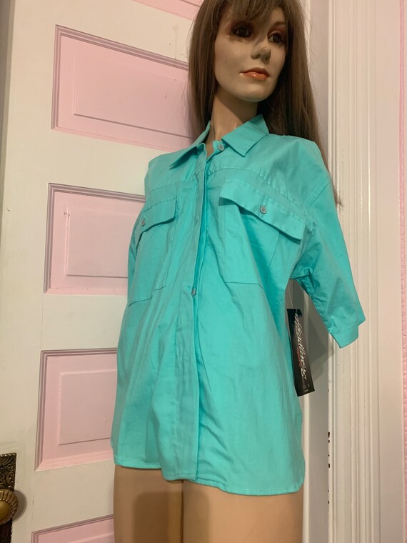 80s Purple or Aqua Unisex Button Up, size M