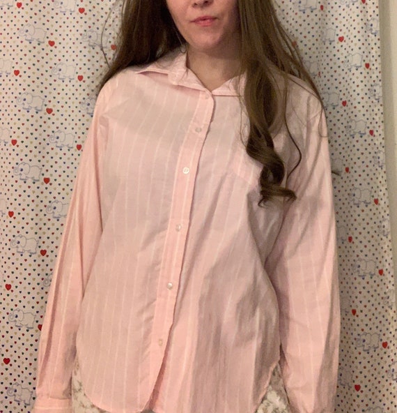 Pink and White Stripped Blouse, Unisex Large