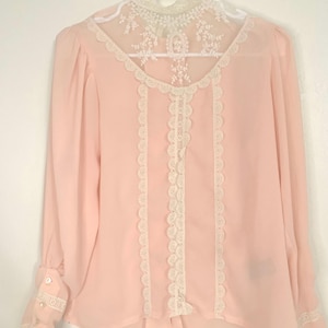 Sheer Polyester Laced Blouse, Buttone In Back