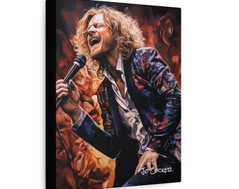 Male Rock Singer Portrait Canvas | Matte Stretched Wall Art 1.25"