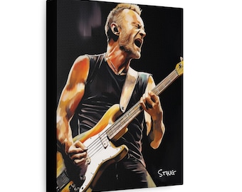 Sting Leinwand Portrait: Fotorealistische Musik Legende Kunst