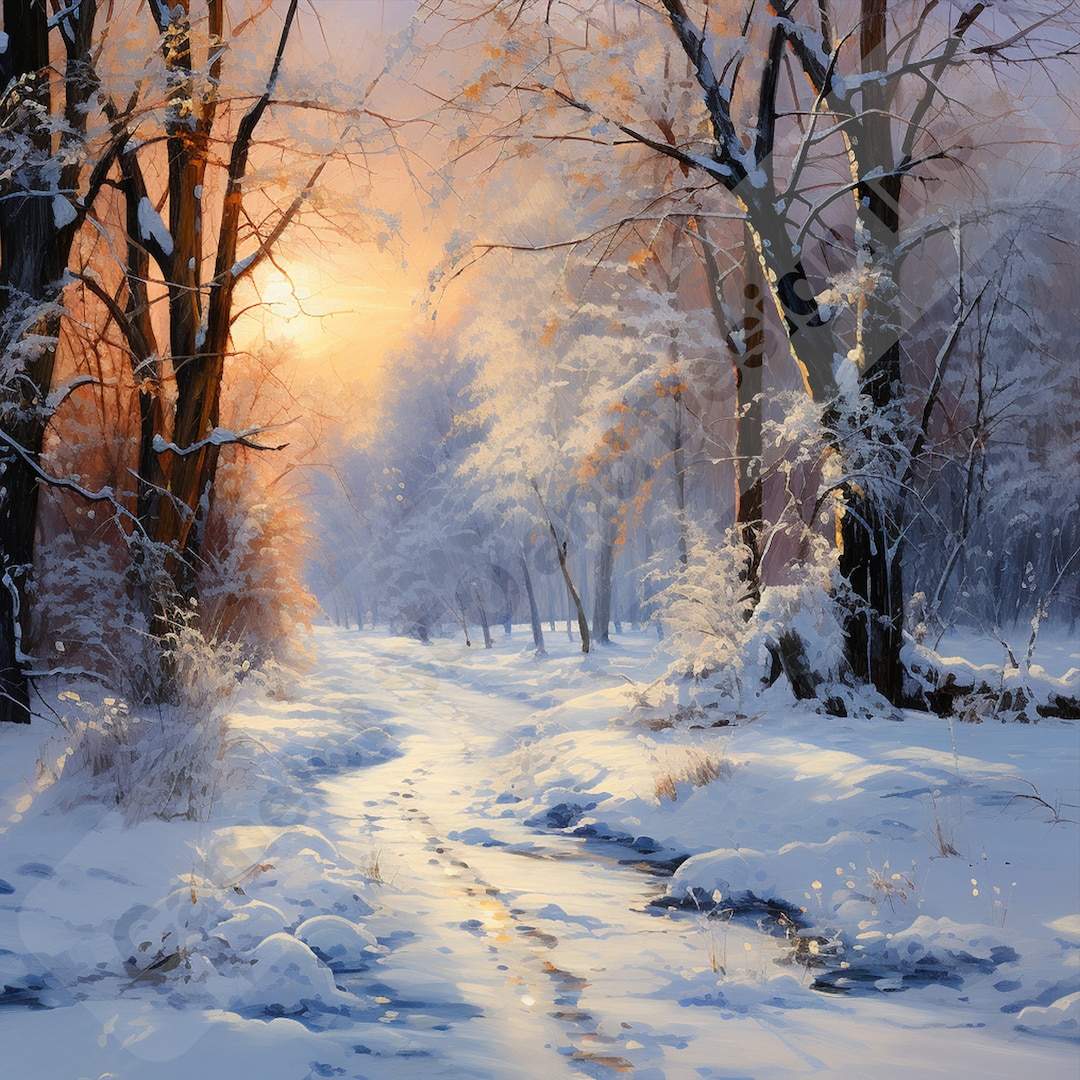 First Winters' Snowfall Winter Wall Art, Pathway Home. Winter Jpg ...