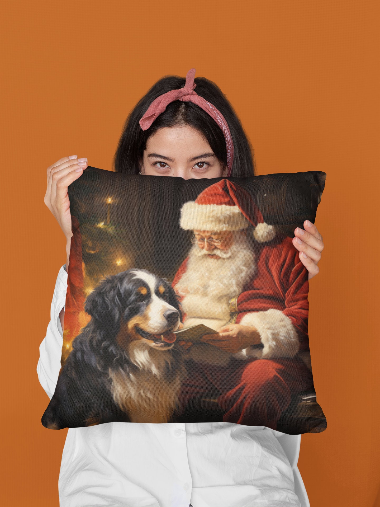 Bernese Mountain Dog With Santa Christmas Card digital Etsy