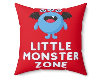 Monster Friends Zone - Faux Suede Square Pillow - Colorful Friendly Monster Design - Kid's Room Decor - Playful and Fun Themed Room Accent