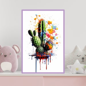 Kaktus Poster, Kaktus Print, Kaktus Wandkunst, Kaktus Bilder, Pflanzen Poster, Pflanzen Bild, Digital Art, Wohnkultur, Pop Art, Urban Art