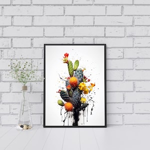 Póster, Impresión de cactus, Impresión de arte de pared de cactus, Imagen de cactus, Póster de planta, Imagen de plantas, Arte urbano, Arte pop, Arte de cactus colorido