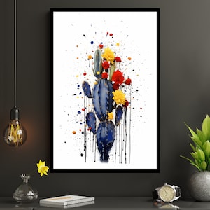 Kaktus Poster, Kaktus Print, Kaktus Wandkunst, Kaktus Bild, Pflanzen Poster, Pflanzen Bild, Urban Art, Pop Art, Bunte Kaktus Kunst, Digital