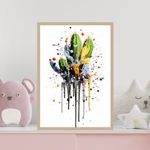 Kaktus Poster, Kaktus Print, Kaktus Wand Kunstdruck, Kaktus Bild, Pflanzen Poster, Pflanzen Bild, Urban Art, Pop Art, Bunte Kaktus Kunst