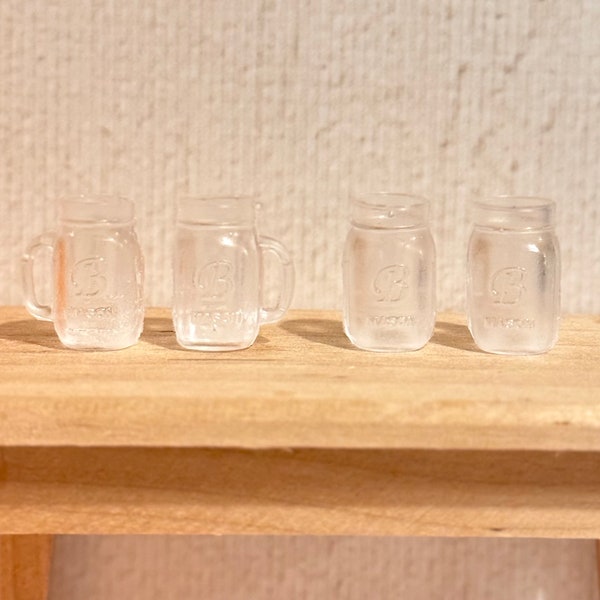 Dollhouse Miniatures mini mason jars, mini ball jars, miniature mugs 1/12 scale