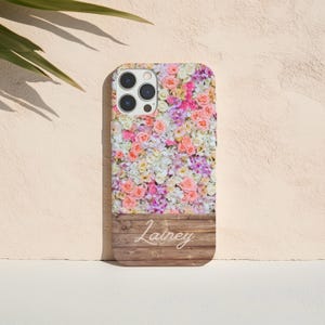 Wildflower Personalized iPhone 16 Pro Case, Floral Tough Phone Covers, Custom Name Phone Case Protective Case, iPhone 16, 15