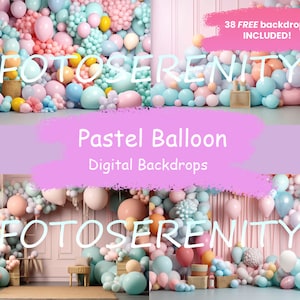 10 pastelkleurige ballonachtergronden Zwangerschapsachtergronden Verjaardag Photoshop Achtergronden Overlays