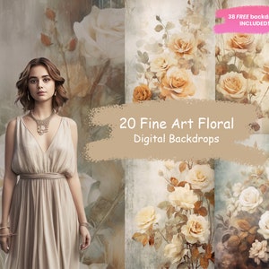 20 Belas Artes Florais Cenários Digitais Cenários de Maternidade Sobreposições Digitais Cenários de Photoshop